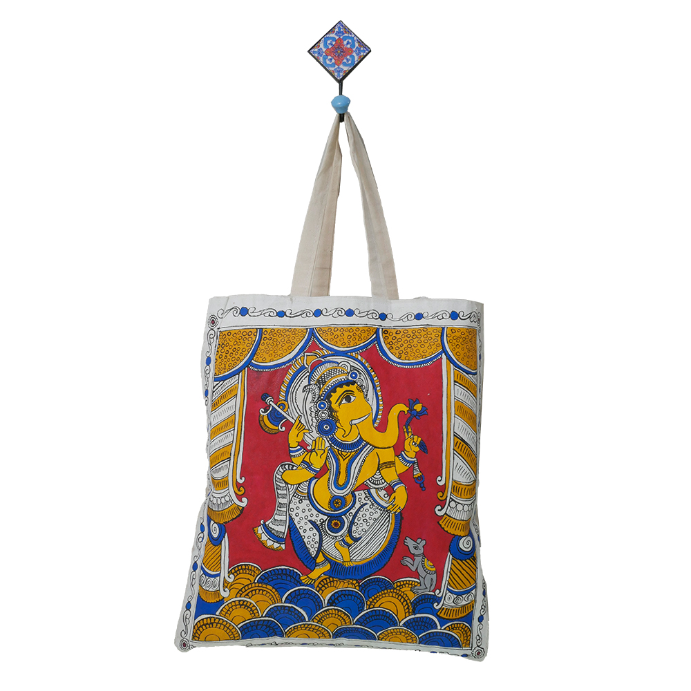 Exquisite hand-painted Cloth Bag with an original Kalamkari Painting by Penkraft